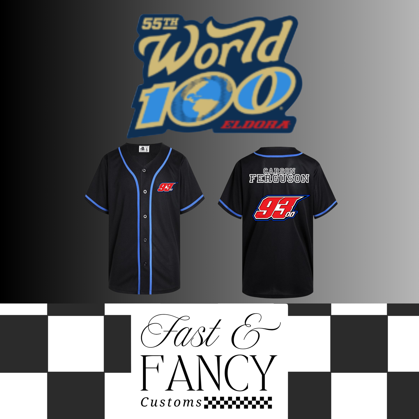 Carson Ferguson World 100 Jerseys Blue stripe & Grey stripe)